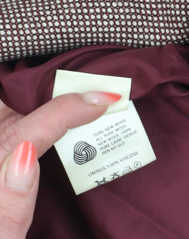 Jaeger Women's Brown Long Geometric Wool Blazer Sz 14