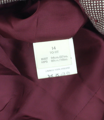 Jaeger Women's Brown Long Geometric Wool Blazer Sz 14