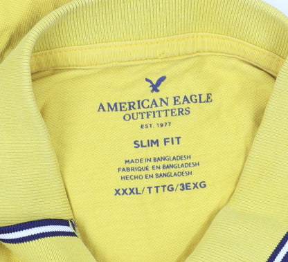 American Eagle Men's Yellow Slim Fit Polo, 3XL