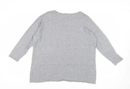 East Women's Grey Cotton Jersey Long Sleeve Top M