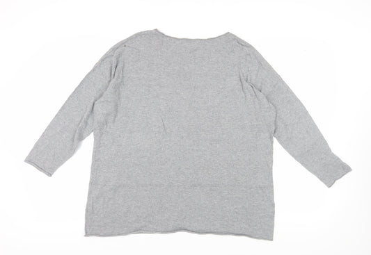 East Women's Grey Cotton Jersey Long Sleeve Top M