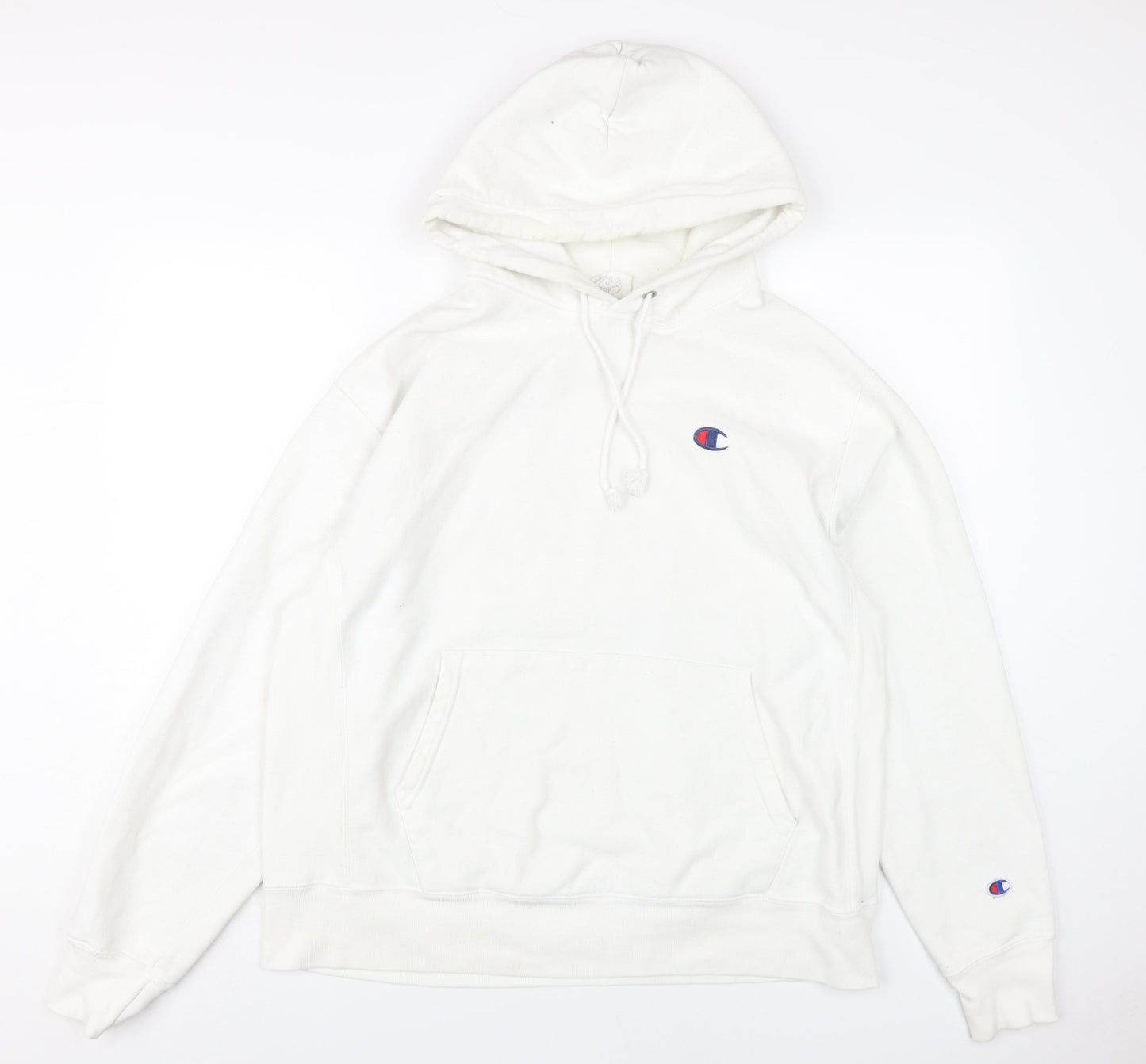 Mens UK Size L Champion White Pullover Hoodie