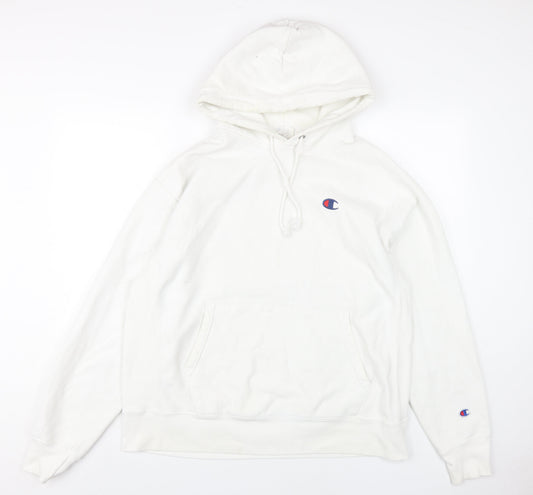 Mens UK Size L Champion White Pullover Hoodie