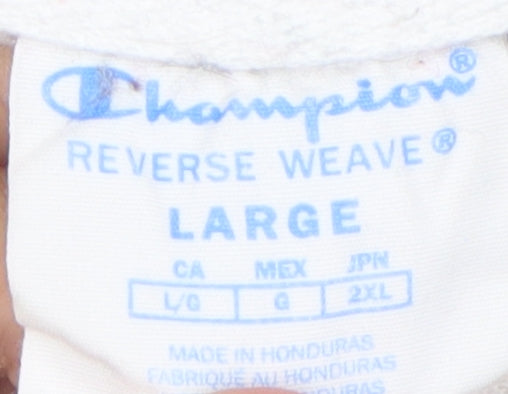 Mens UK Size L Champion White Pullover Hoodie