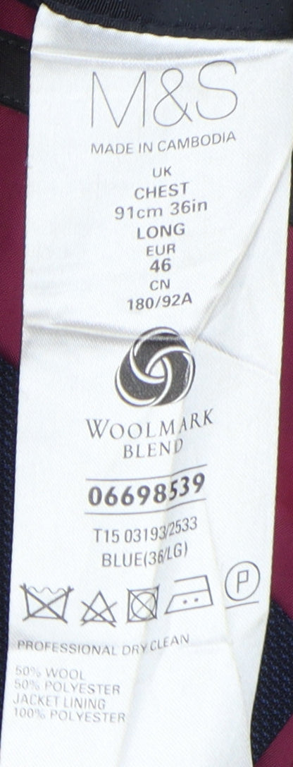 Mens UK Size 36 Marks and Spencer Regular Blue Suit Jacket