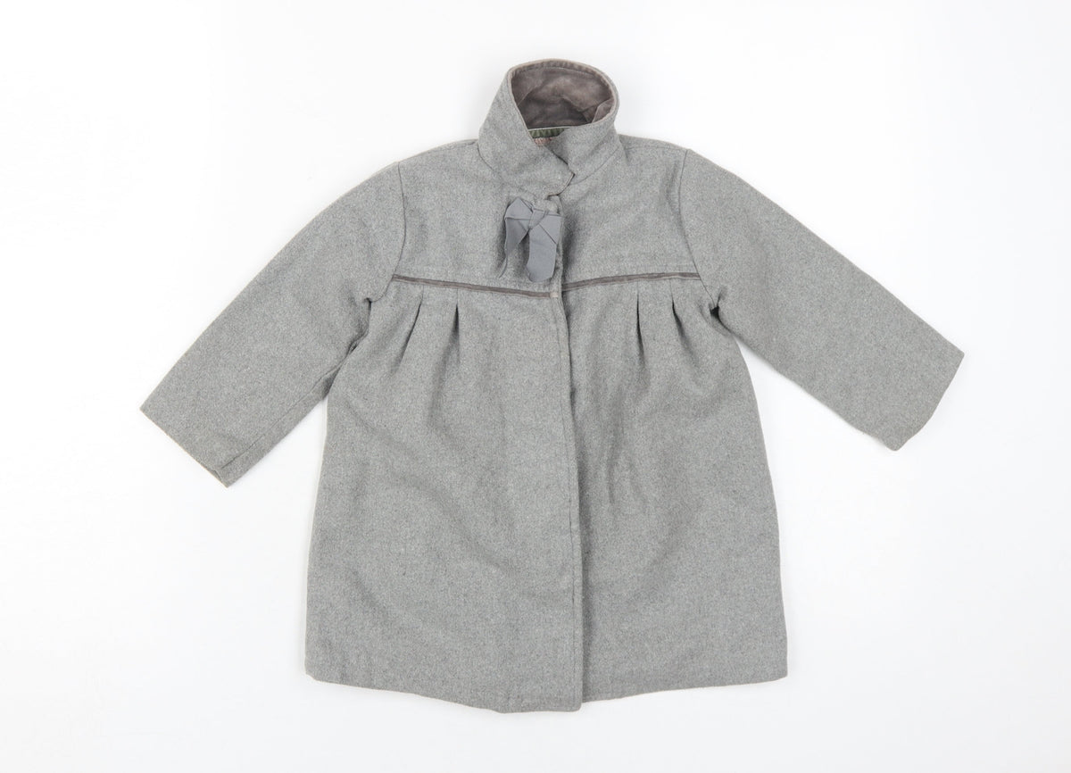 Additional front view of mamas & papas girls’ grey basic coat 18-24 months