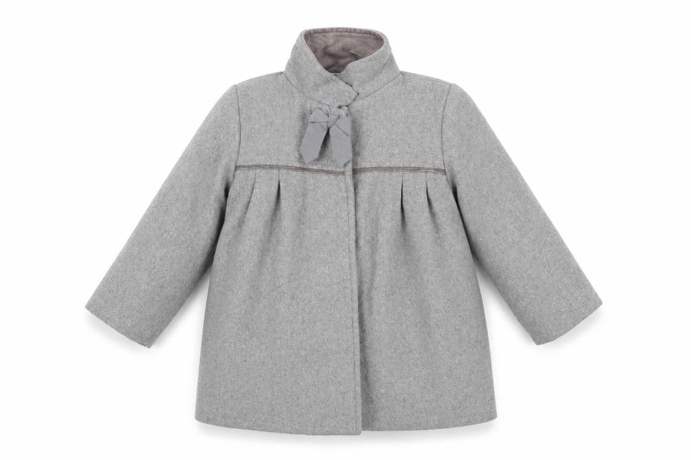 Front view of mamas & papas girls’ grey basic coat 18-24 months
