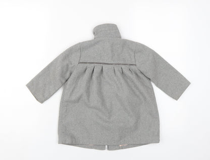 Back view of mamas & papas girls’ grey basic coat 18-24 months
