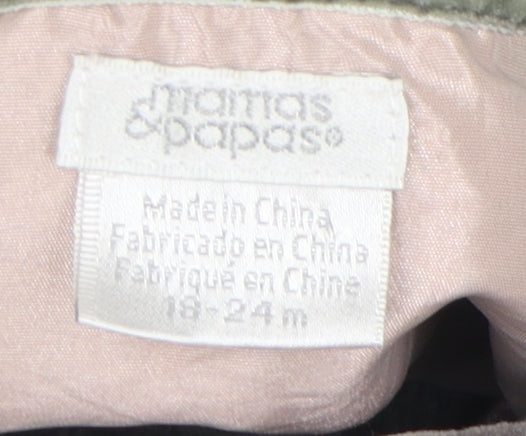 Close-up detail of mamas & papas girls’ grey basic coat 18-24 months