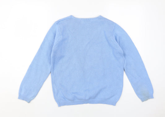 EWM Women's Blue Cotton Pullover Jumper S