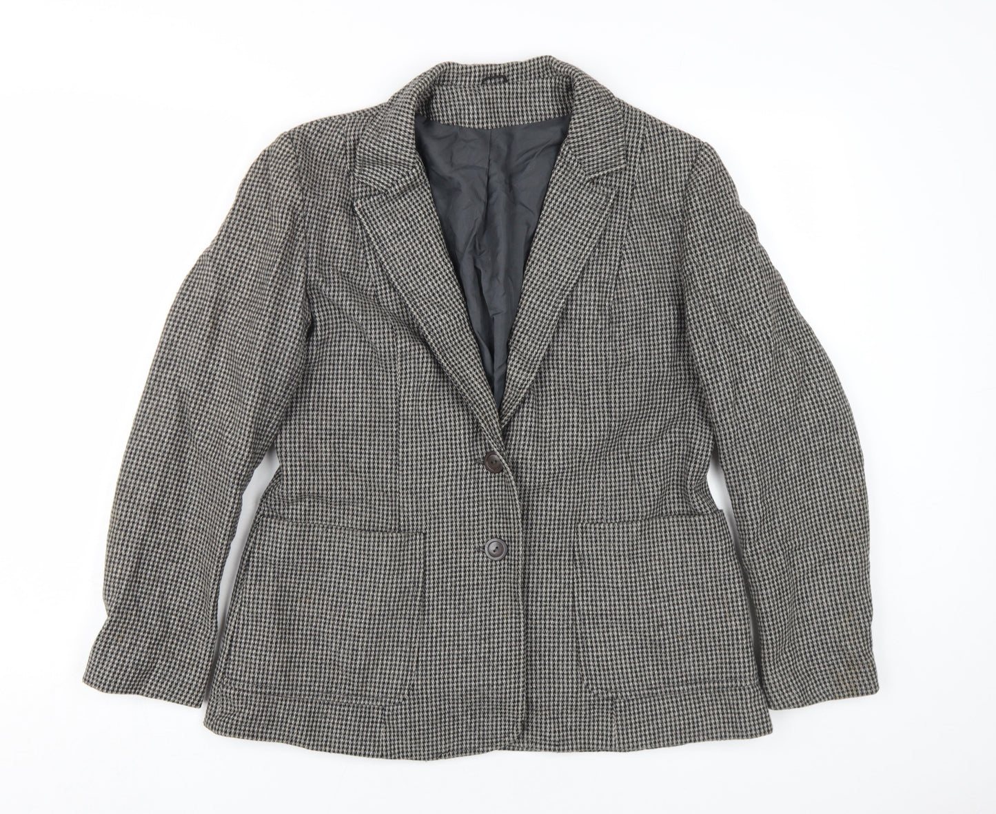 Women's Quality Fashion Grey Houndstooth Suit Jacket Size 46