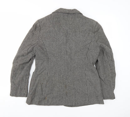Women's Quality Fashion Grey Houndstooth Suit Jacket Size 46