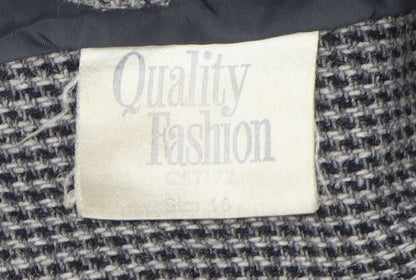Women's Quality Fashion Grey Houndstooth Suit Jacket Size 46