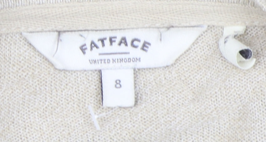 Womens UK Size 8 FatFace Beige Cardigan Jumper