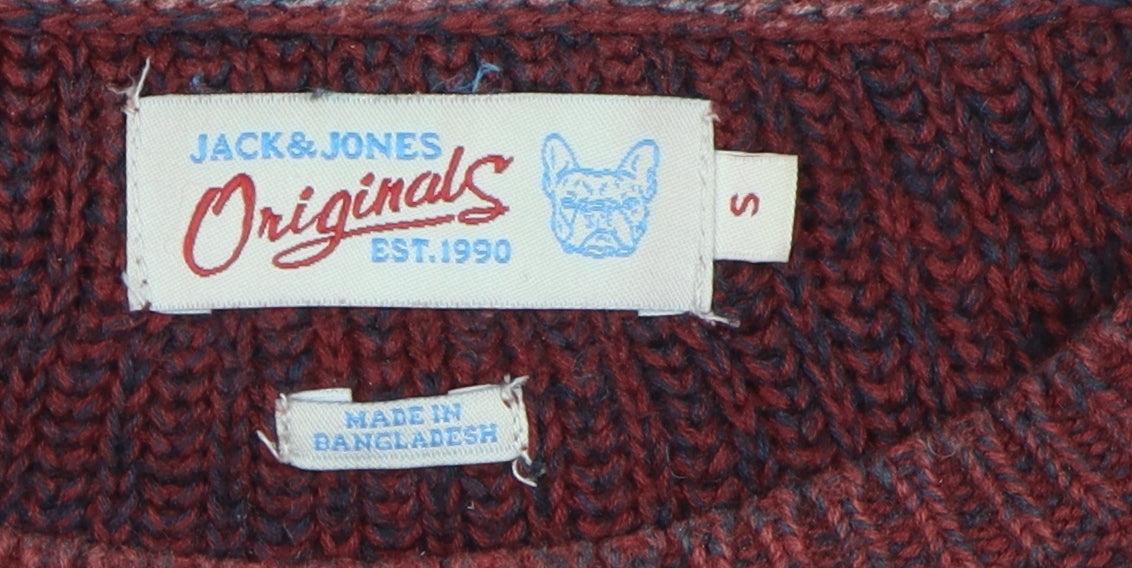 Jack & Jones Men's Red Pullover Jumper, Size S, Crew Neck