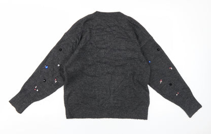 Womens UK Size 8 Warehouse Grey Pullover Jumper