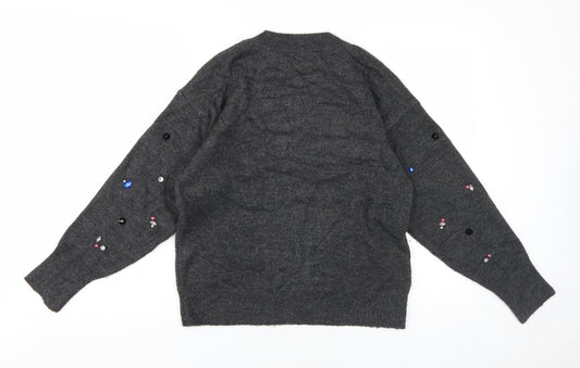 Womens UK Size 8 Warehouse Grey Pullover Jumper