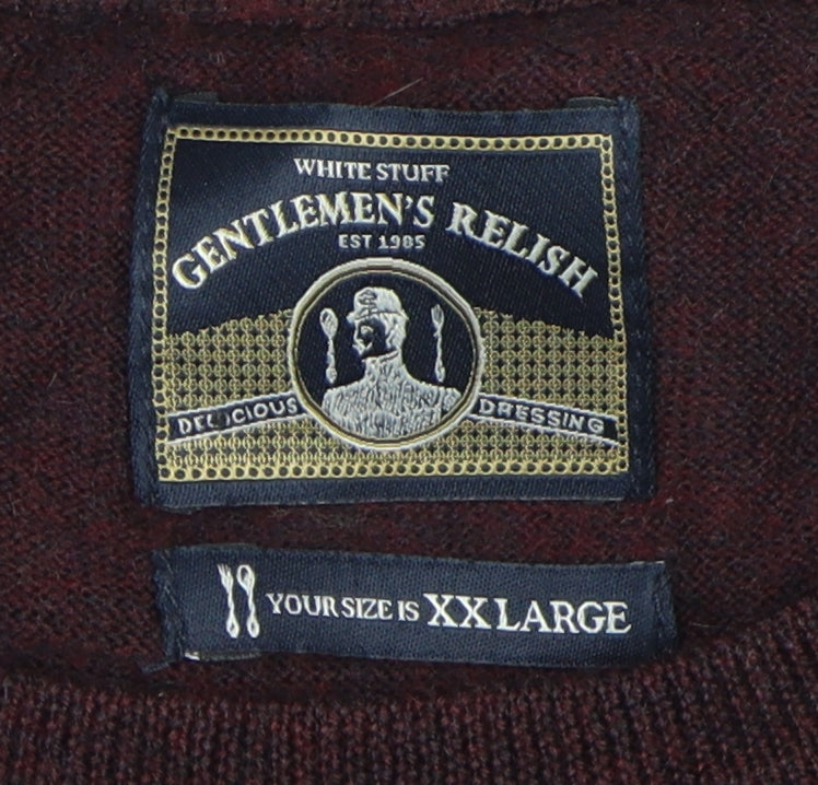 White Stuff Men's Red Wool Pullover Jumper 2XL