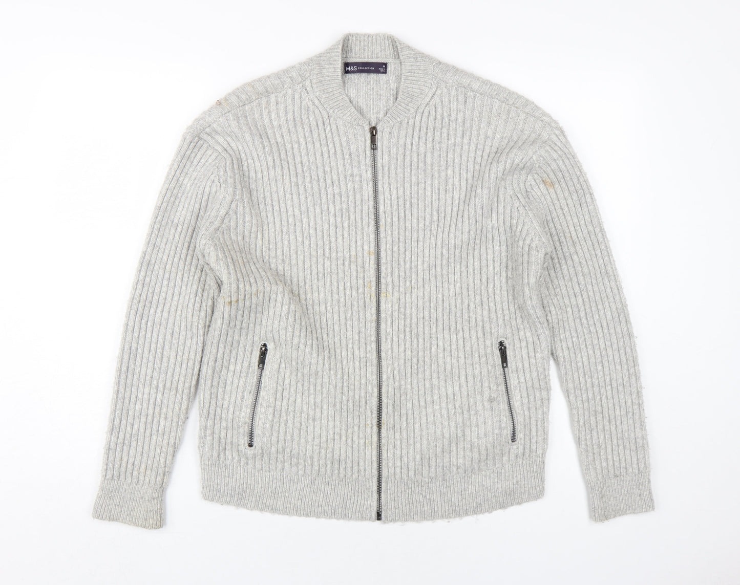 Womens UK Size M Marks and Spencer Grey Full Zip Jumper