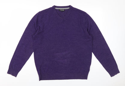 Debenhams Men's Purple V-Neck Pullover Jumper M