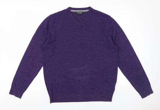 Debenhams Men's Purple V-Neck Pullover Jumper M
