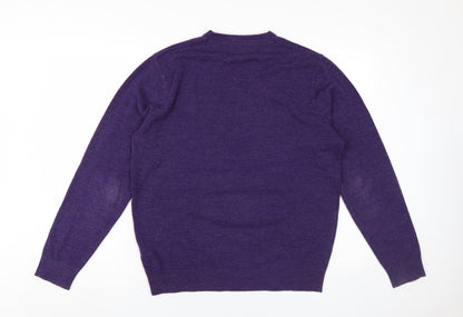 Debenhams Men's Purple V-Neck Pullover Jumper M