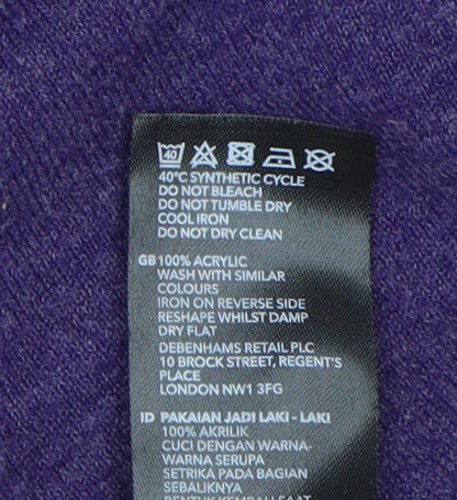 Debenhams Men's Purple V-Neck Pullover Jumper M