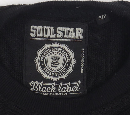 Soulstar Men's Black Pullover Jumper S Stylish Knit
