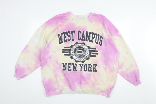 Additional front view of Pacific Republic Teens Pink Tie-Dye Logo Sweatshirt, size 12
