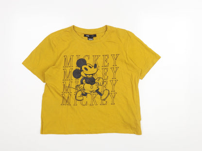 Womens UK Size S Disney Yellow Jersey T-Shirt