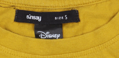 Womens UK Size S Disney Yellow Jersey T-Shirt