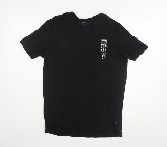 Puma Men's Black Cotton T-Shirt, Small, Short Sleeve, Crew Neck