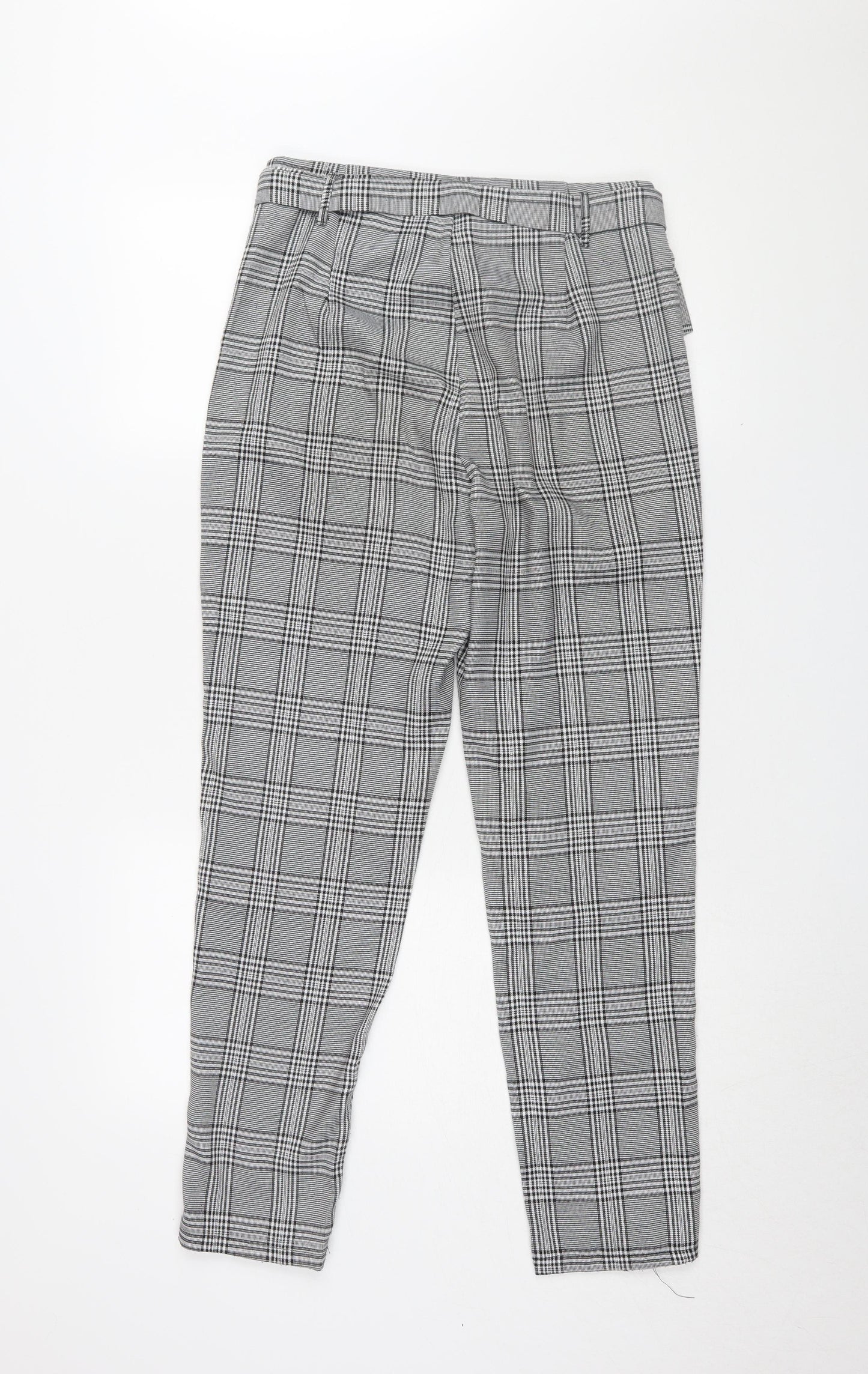 Missguided Grey Plaid Tapered Trousers Size 8 Women