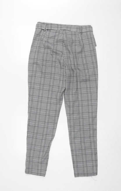 Missguided Grey Plaid Tapered Trousers Size 8 Women