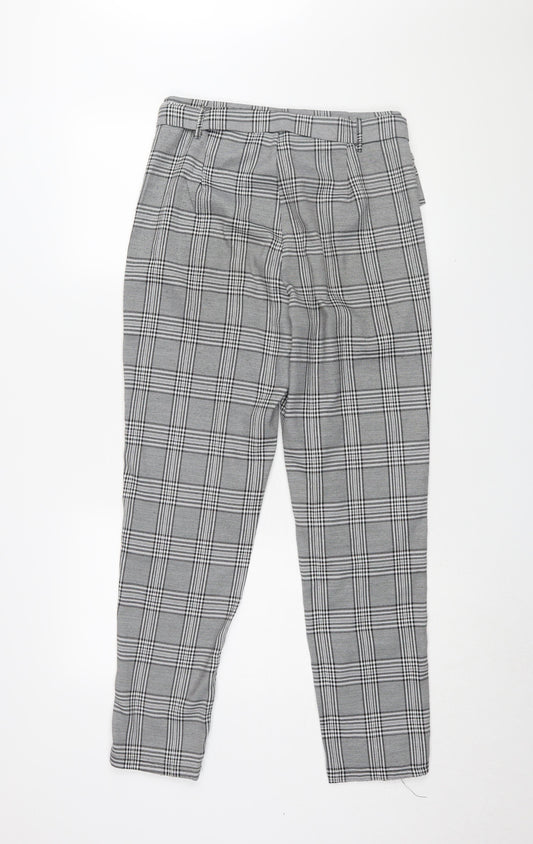 Missguided Grey Plaid Tapered Trousers Size 8 Women
