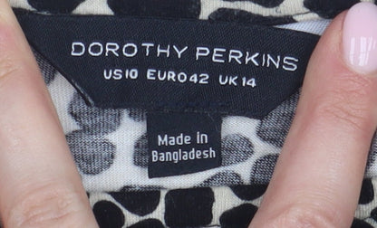 Womens UK Size 14 Dorothy Perkins Black Tunic Blouse