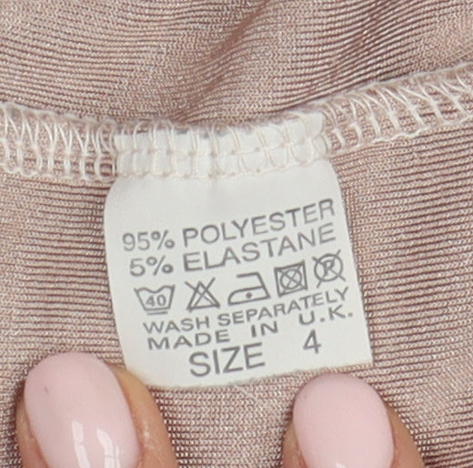 Missguided Women’s Beige Wide-Leg Velour Trousers, Size 4