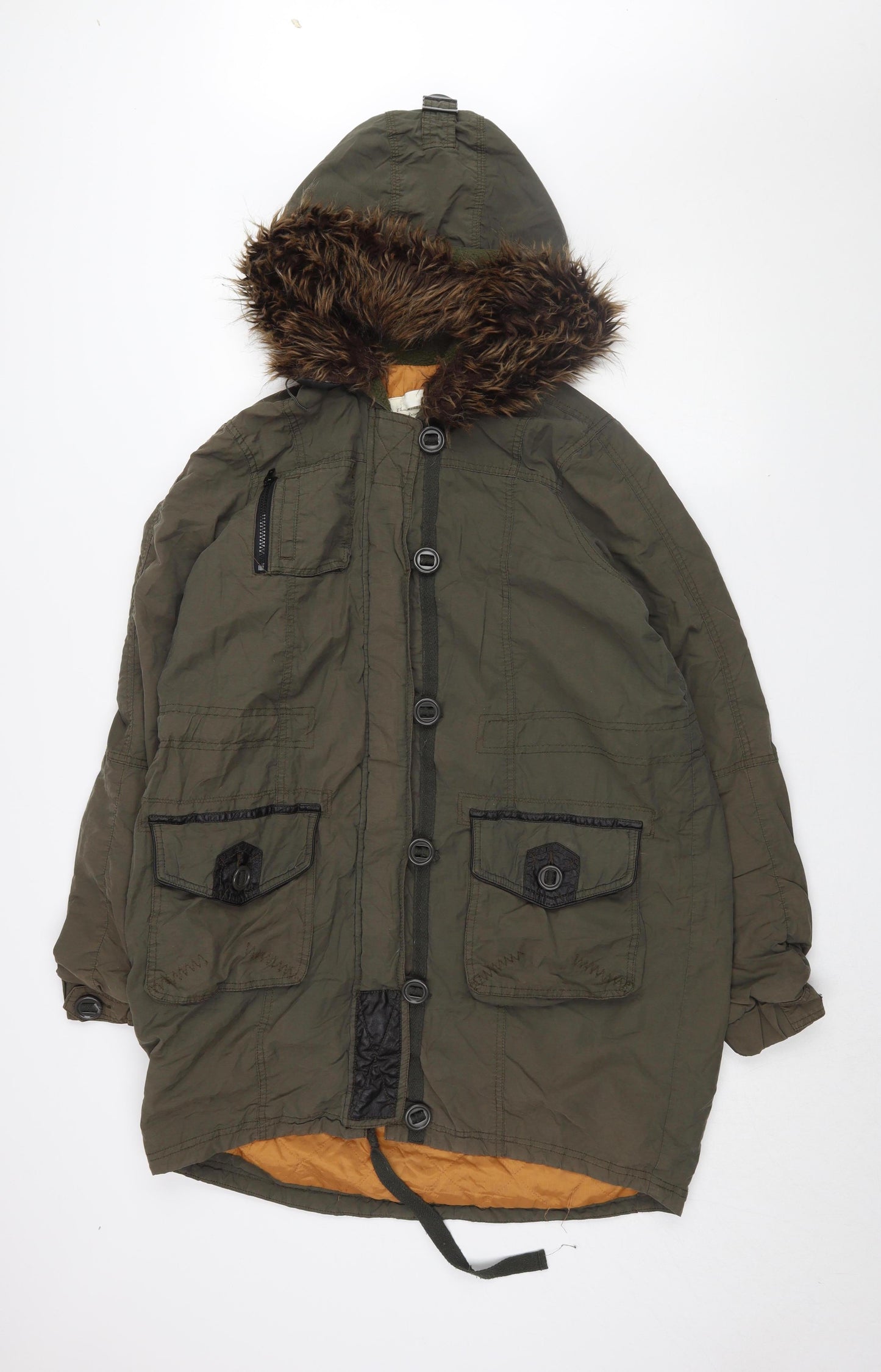 Womens UK Size 8 River Island Green Parka Coat