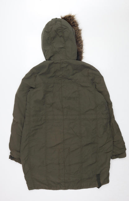 Womens UK Size 8 River Island Green Parka Coat