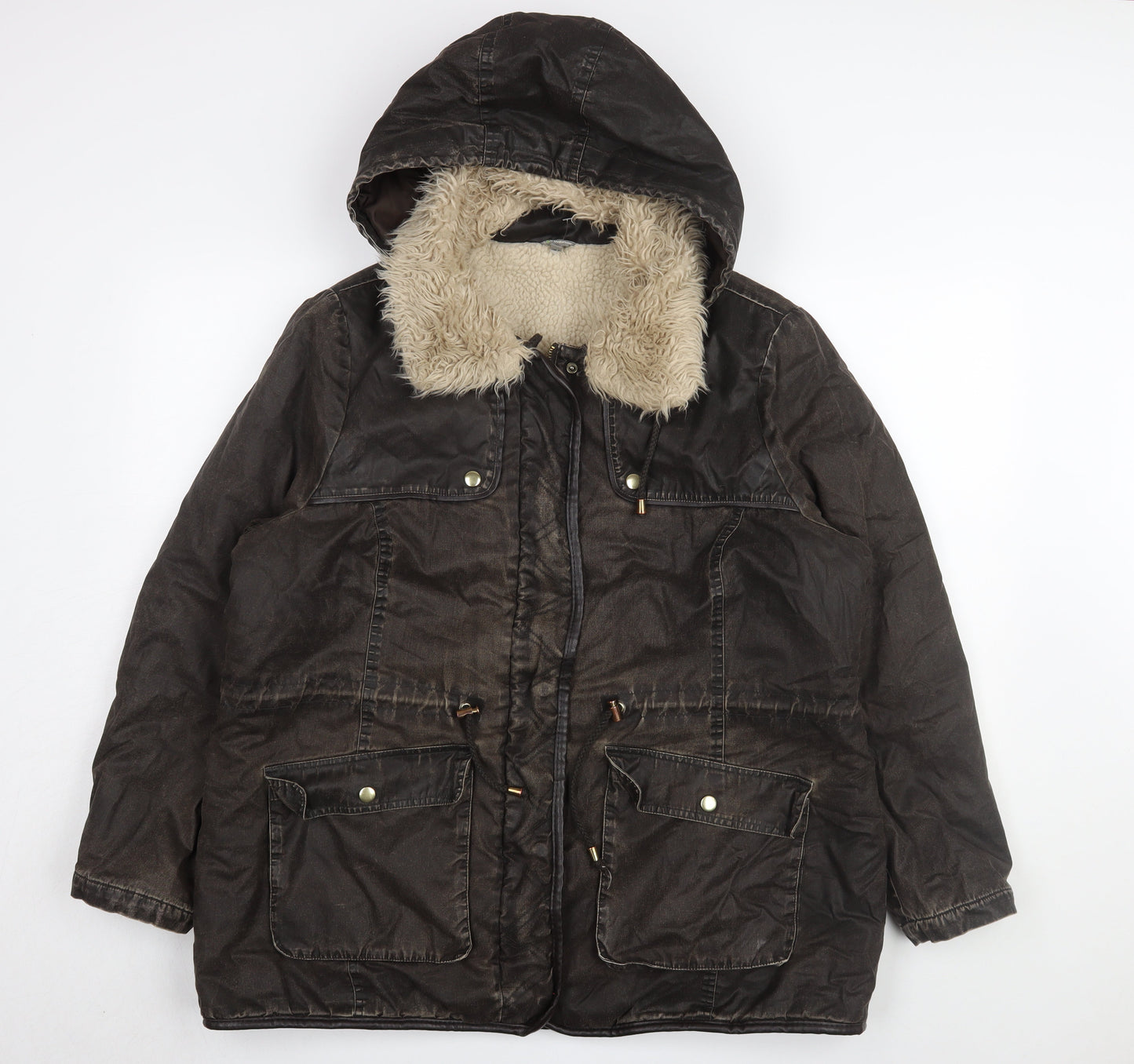 Womens UK Size 20 Marks and Spencer Brown Parka Coat