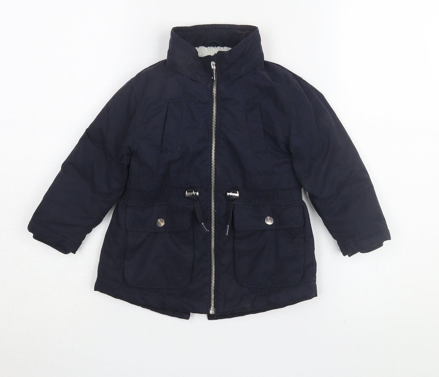 H&M Girls Blue Parka Coat 18-24 Months