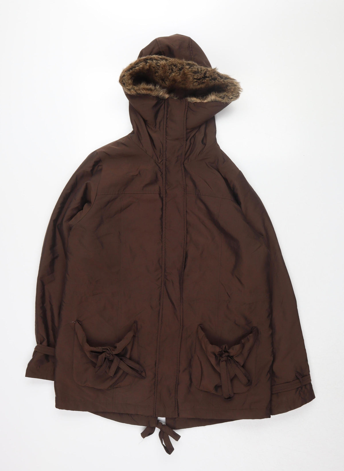 Additional front view of Changes by Together Brown Hooded Parka Coat, size 12