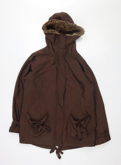 Additional front view of Changes by Together Brown Hooded Parka Coat, size 12