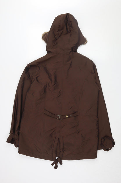 Back view of Changes by Together Brown Hooded Parka Coat, size 12