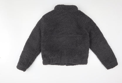 New Look Teens Black Fleece Jacket Size 14 Casual Wear