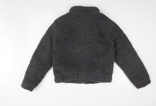 New Look Teens Black Fleece Jacket Size 14 Casual Wear