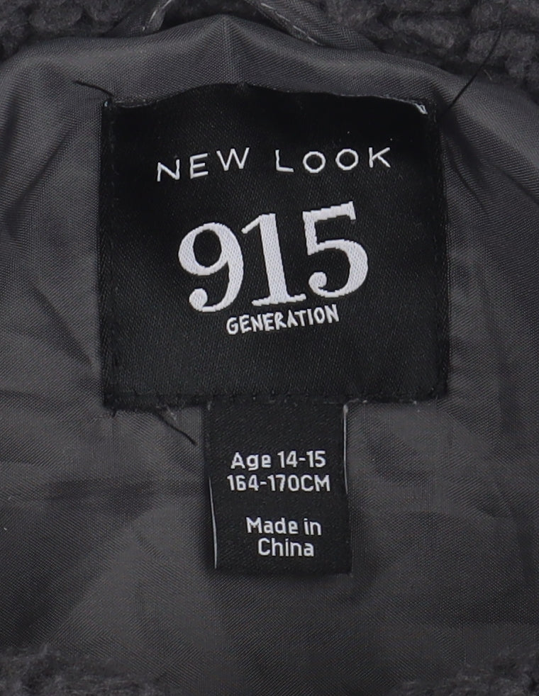 New Look Teens Black Fleece Jacket Size 14 Casual Wear