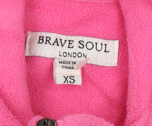 Brave Soul Women's Pink XS Fleece 1/4 Zip Sweatshirt Pullover