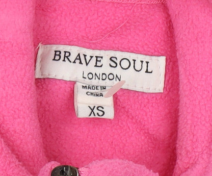 Brave Soul Women's Pink XS Fleece 1/4 Zip Sweatshirt Pullover