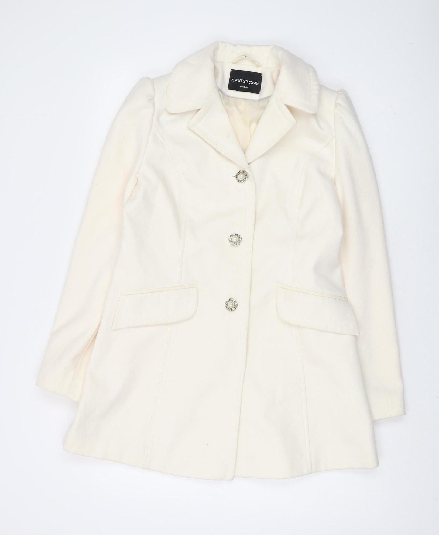 Keatstone Women Ivory Wool Overcoat Size 10